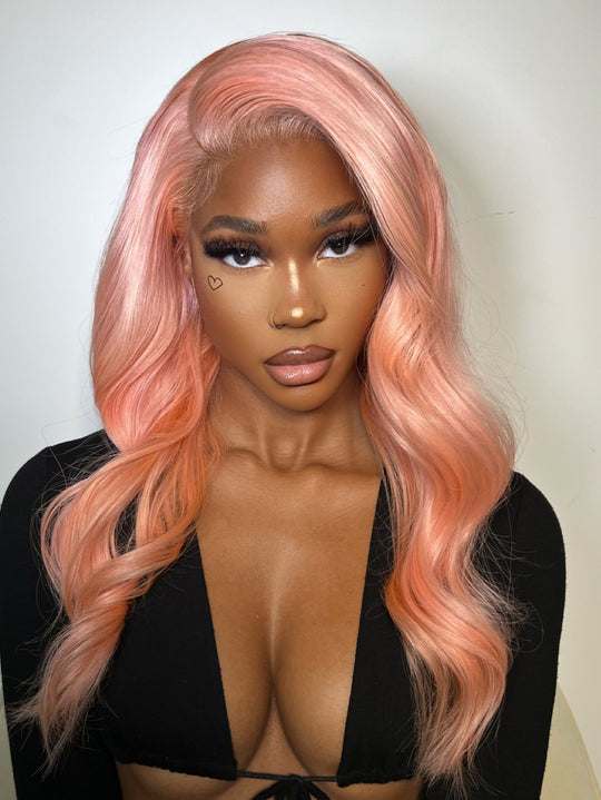 Salma 100% Human Hair Pink 613 Frontal Wig