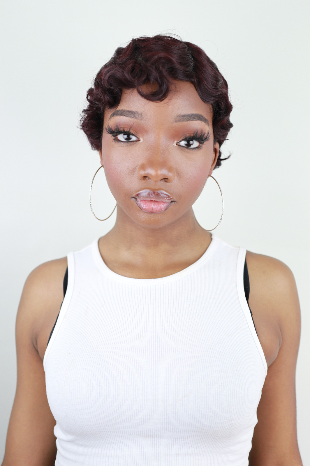 Pana Burgundy: Short Curly Heat Resistant Synthetic Fibre Wig