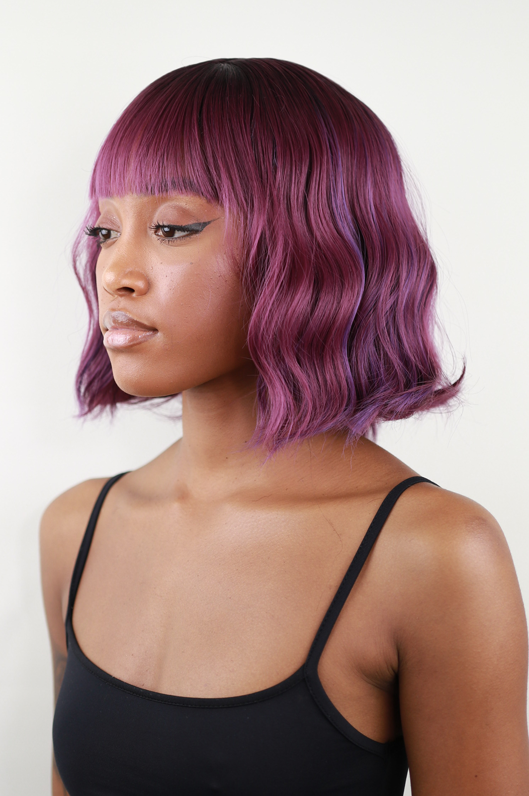 Ming Purple Heat Resistant Synthetic Fibre Wig